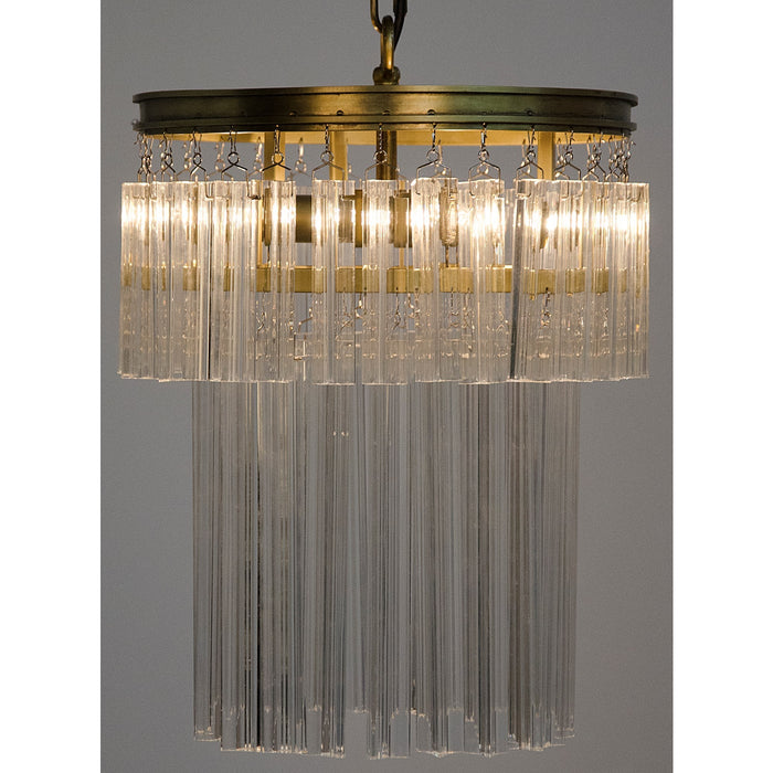 Noir Furniture - Toby Chandelier, Antique Brass and Crystal - LAMP602MB