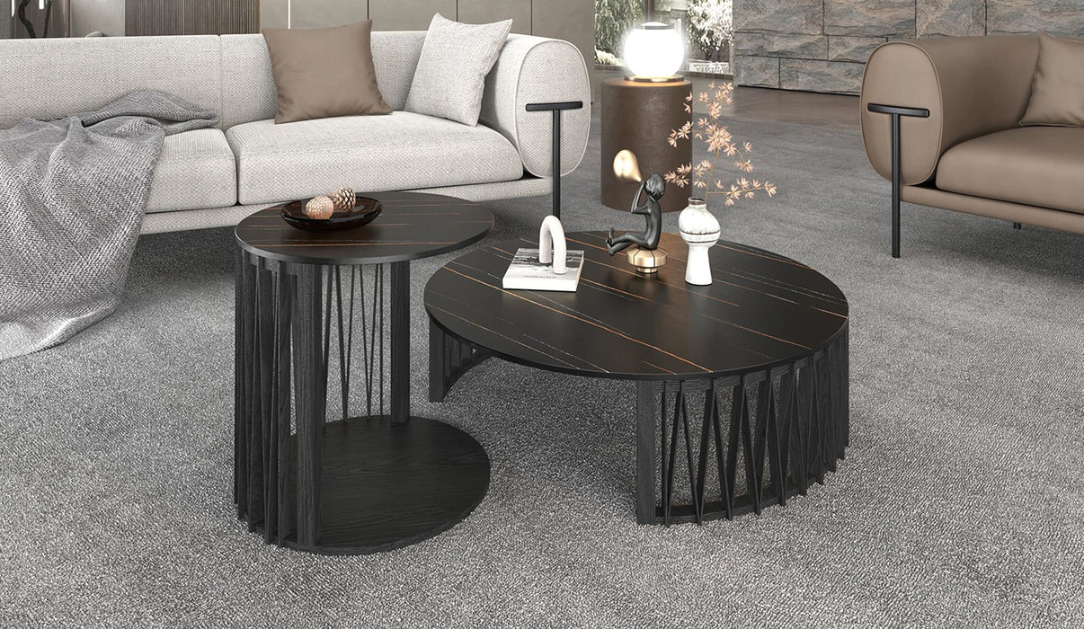 VIG Furniture - Modrest Larimer Modern Round Coffee Table Set - VGDW-J5925AB-GRN-CT - GreatFurnitureDeal
