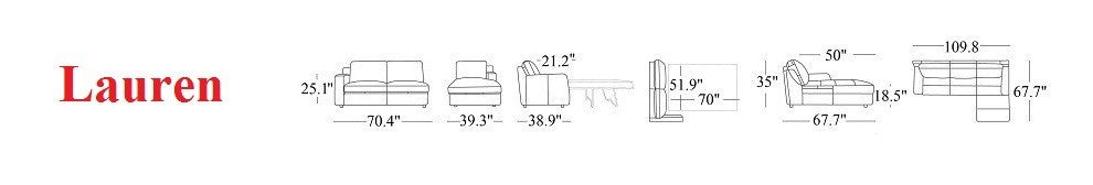 J&M Furniture - Lauren Premium Leather RHF Sectional Sleeper Sofa in Light Grey - 18243010900-RHF