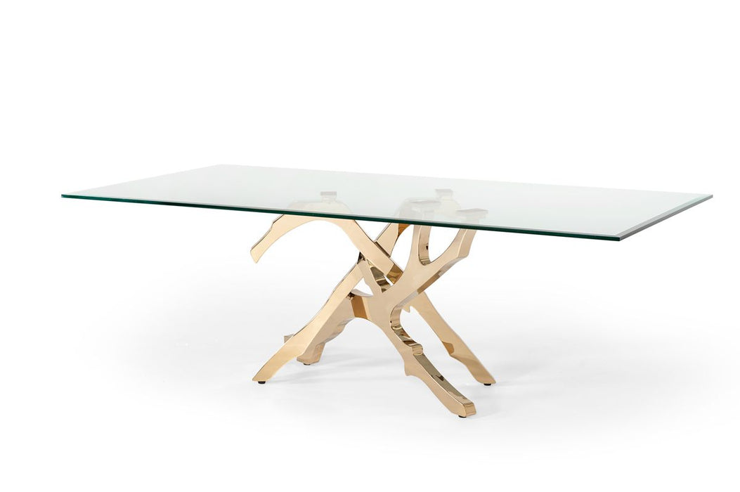 VIG Furniture - Modrest Legend Modern Glass & Gold Dining Table - VGVCT8111-GLD - GreatFurnitureDeal