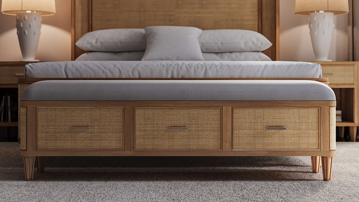 Bramble - Lexington Bench w/ Rattan - BR-28343 - GreatFurnitureDeal