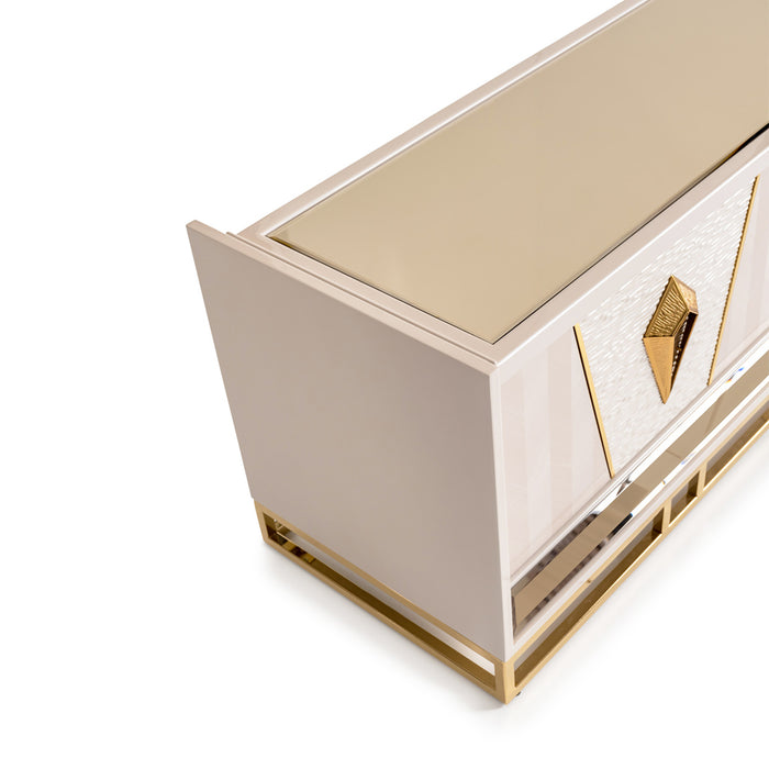 AICO Furniture - Carmela Media Cabinet in Shimmer Ivory - LFR-CRMA081-141 - GreatFurnitureDeal