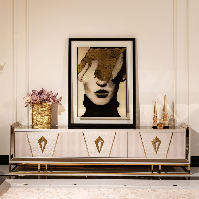 AICO Furniture - Carmela Media Cabinet in Shimmer Ivory - LFR-CRMA081-141 - GreatFurnitureDeal
