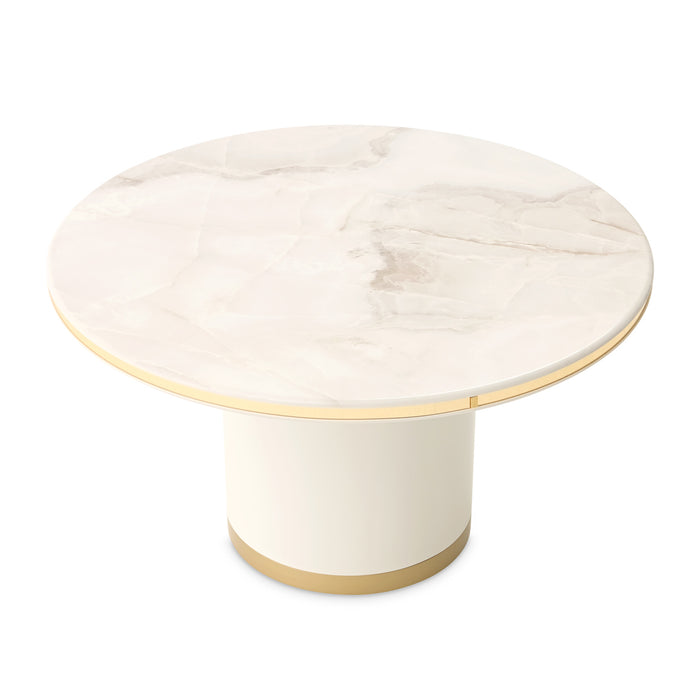 AICO Furniture - Gineverra Round Cocktail Table in Ivory/Gold - LFR-GNVA204-839 - GreatFurnitureDeal
