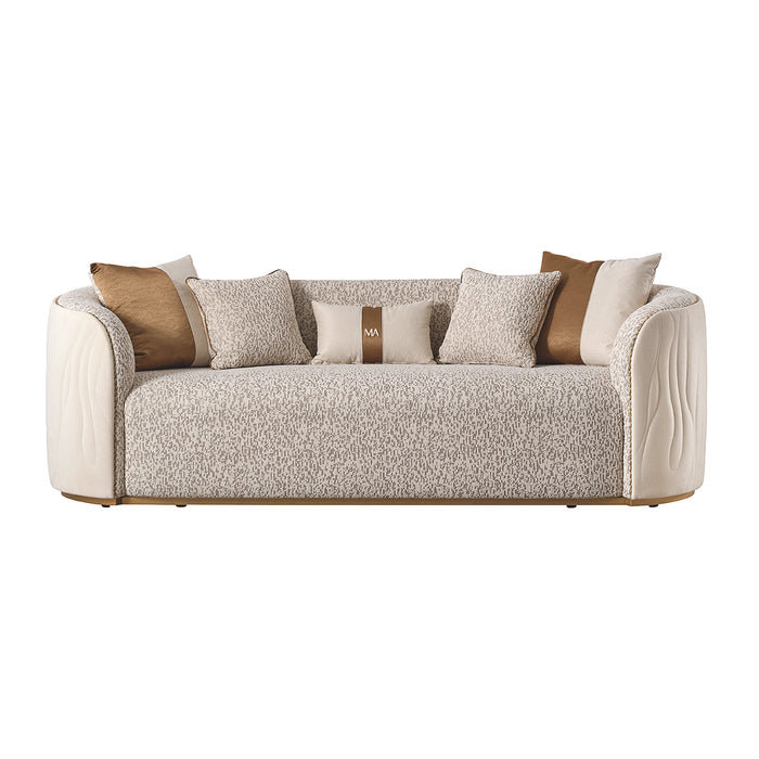 AICO Furniture - Gineverra 2 Piece Bouclé Sofa Set in Ivory/Gold - LFR-GNVA815-825-BSC-839 - GreatFurnitureDeal