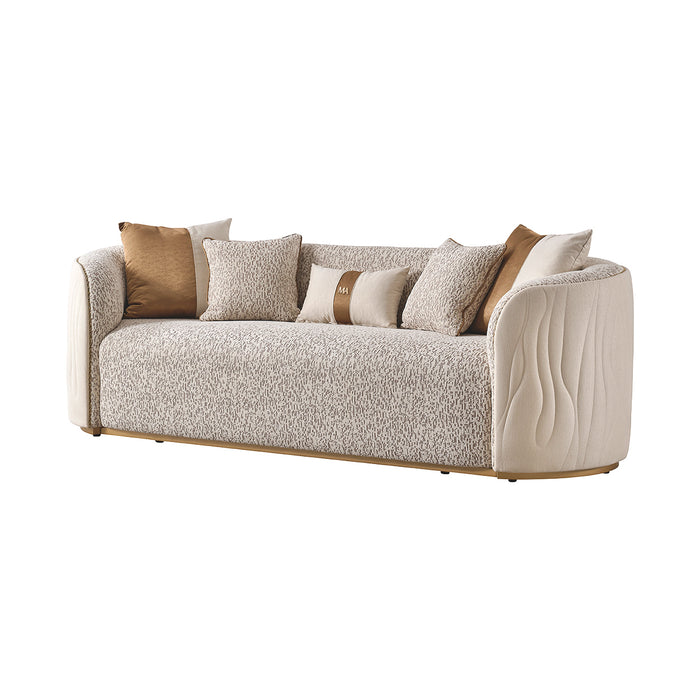 AICO Furniture - Gineverra 2 Piece Bouclé Sofa Set in Ivory/Gold - LFR-GNVA815-825-BSC-839 - GreatFurnitureDeal
