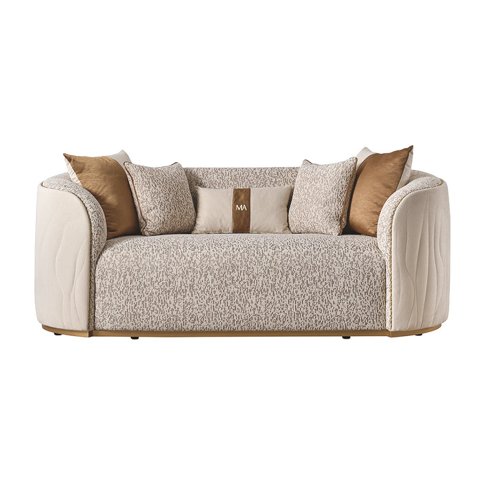 AICO Furniture - Gineverra 3 Piece Bouclé Living Room Set in Ivory/Gold - LFR-GNVA815-825-835-BSC-839 - GreatFurnitureDeal