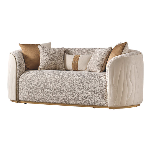 AICO Furniture - Gineverra Bouclé Loveseat in Ivory/Gold - LFR-GNVA825-BSC-839 - GreatFurnitureDeal