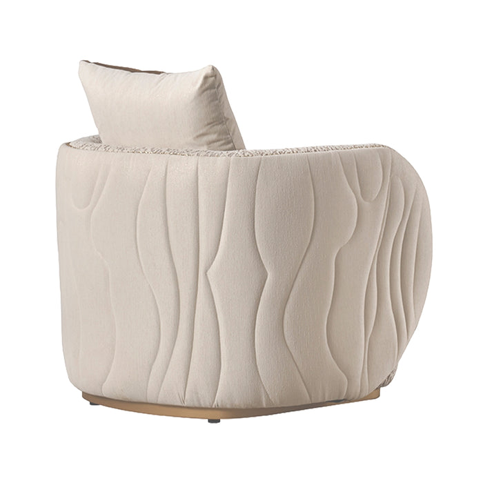 AICO Furniture - Gineverra 3 Piece Bouclé Living Room Set in Ivory/Gold - LFR-GNVA815-825-835-BSC-839 - GreatFurnitureDeal