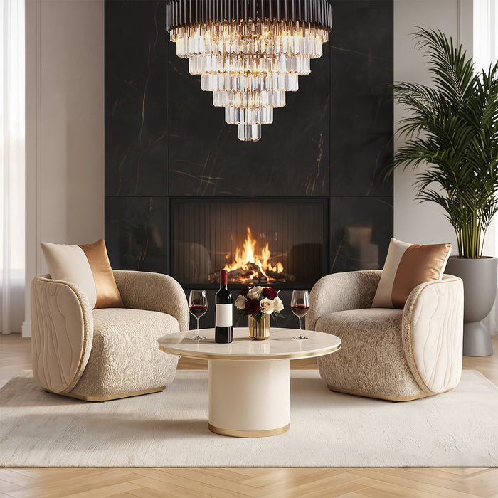 AICO Furniture - Gineverra 3 Piece Bouclé Living Room Set in Ivory/Gold - LFR-GNVA815-825-835-BSC-839 - GreatFurnitureDeal