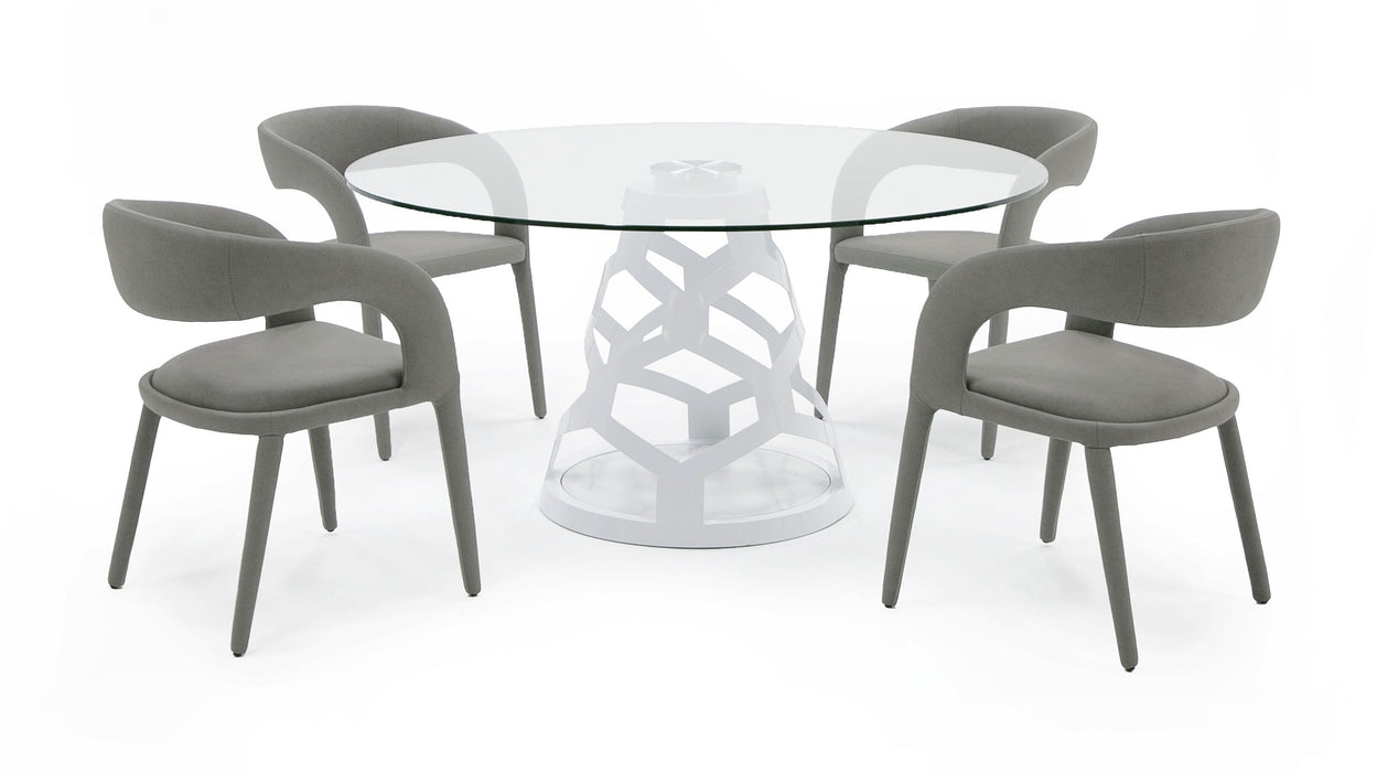 VIG Furniture - Modrest Lilly Modern 12mm Round Glass White Dining Table - VGNS-GD8800-12MM - GreatFurnitureDeal