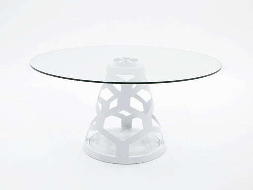 VIG Furniture - Modrest Lilly Modern 12mm Round Glass White Dining Table - VGNS-GD8800-12MM - GreatFurnitureDeal