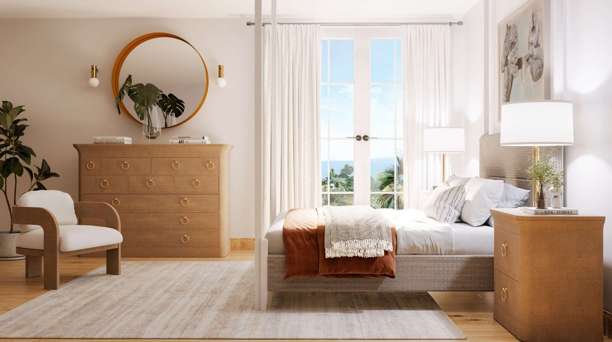 Bramble - Claremont Linen Wrapped Bedside Cabinet In Dove White - 76628FDOW----- - GreatFurnitureDeal