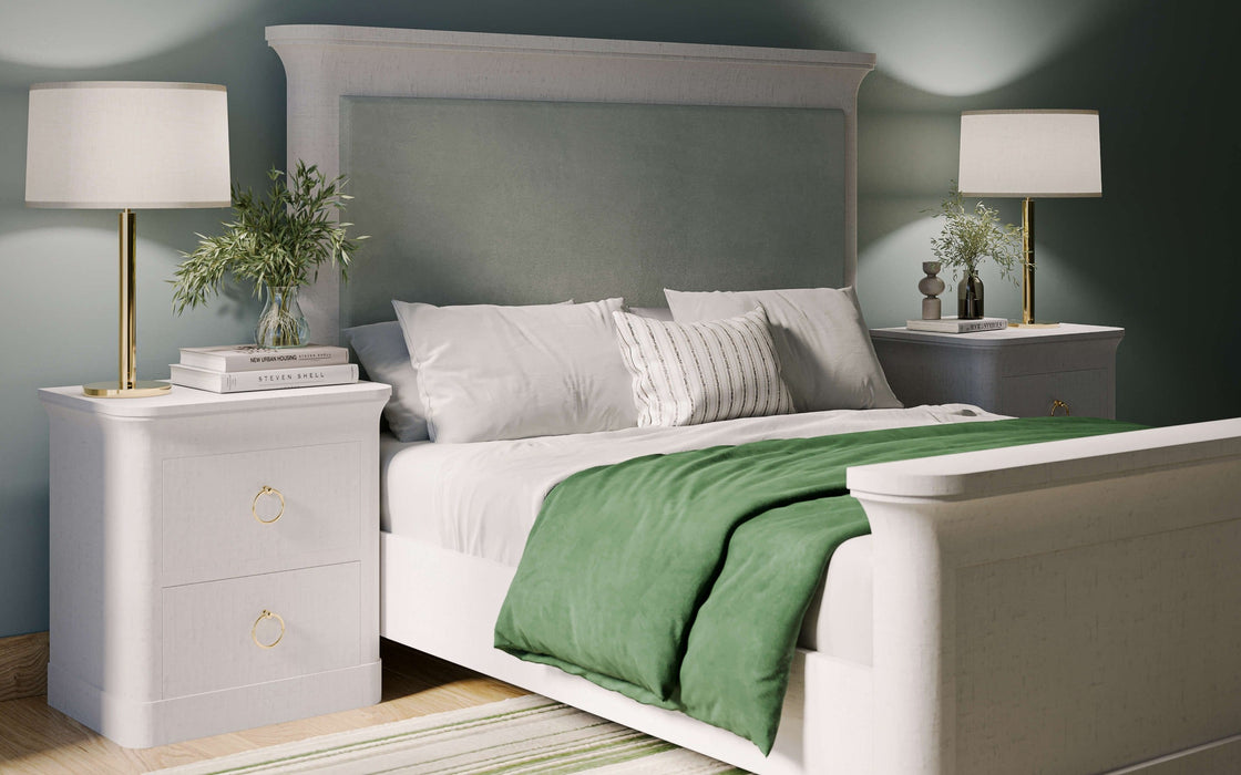 Bramble - Claremont Linen Wrapped Bedside Cabinet In Dove White - 76628FDOW----- - GreatFurnitureDeal