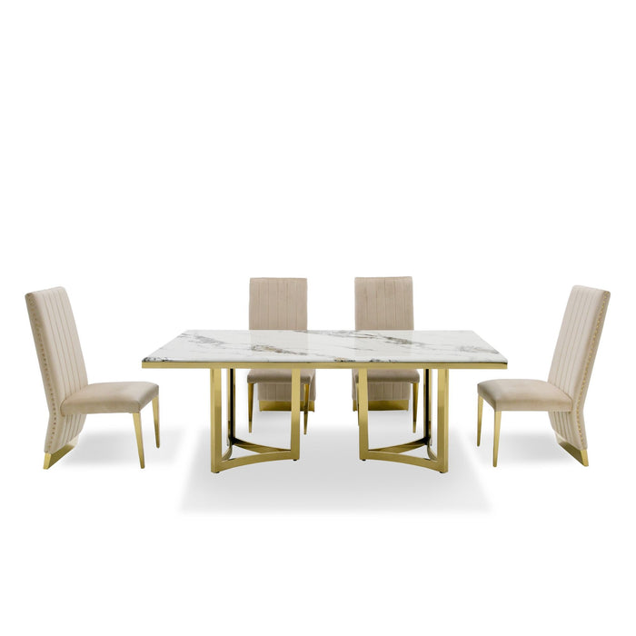 VIG Furniture - Modrest Loomis - White Marble & Gold Dining Table - VGZAT1301