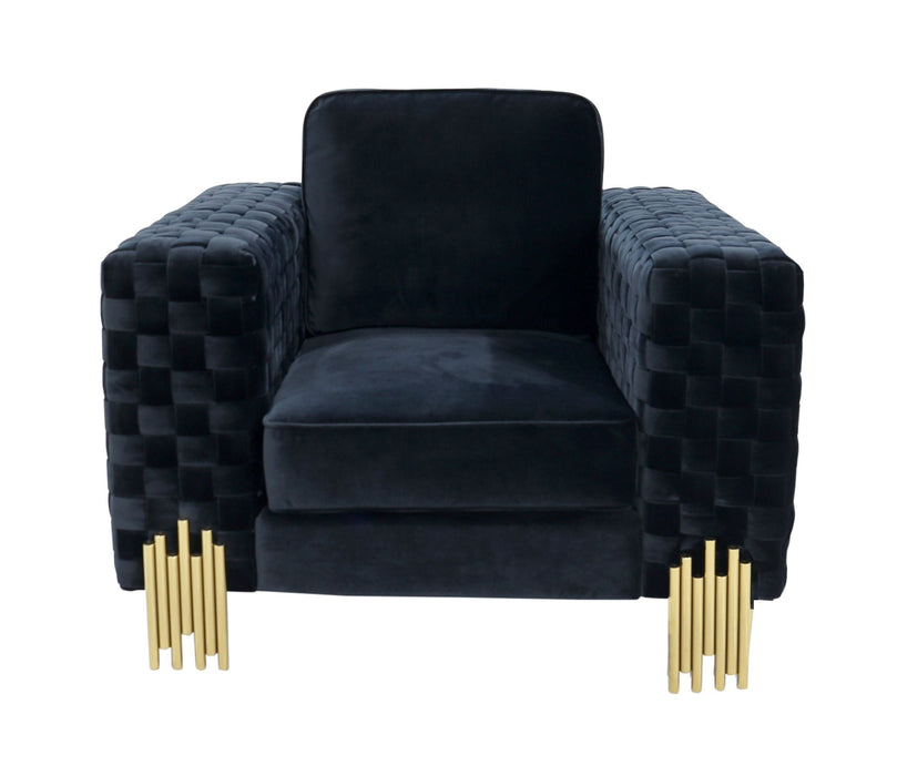 VIG Furniture - Divani Casa Lori Modern Velvet Glam Black & Gold Chair - VGYUHD-1936-BLK-CH - GreatFurnitureDeal