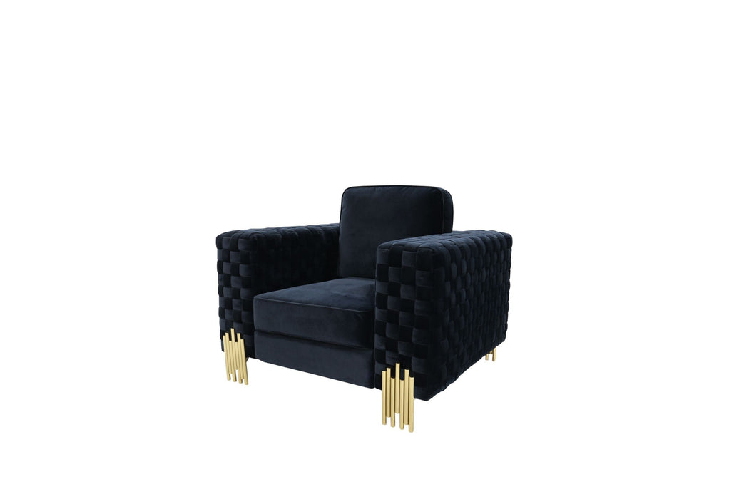 VIG Furniture - Divani Casa Lori Modern Velvet Glam Black & Gold Chair - VGYUHD-1936-BLK-CH - GreatFurnitureDeal