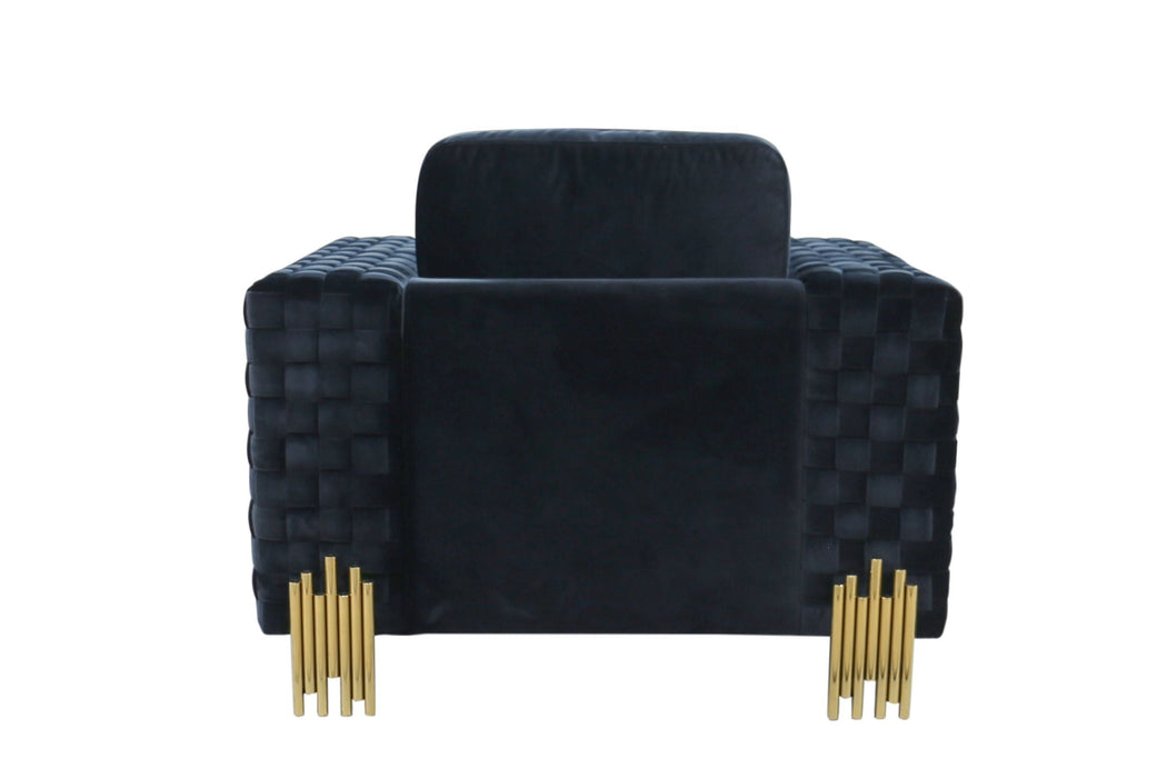 VIG Furniture - Divani Casa Lori Modern Velvet Glam Black & Gold Chair - VGYUHD-1936-BLK-CH