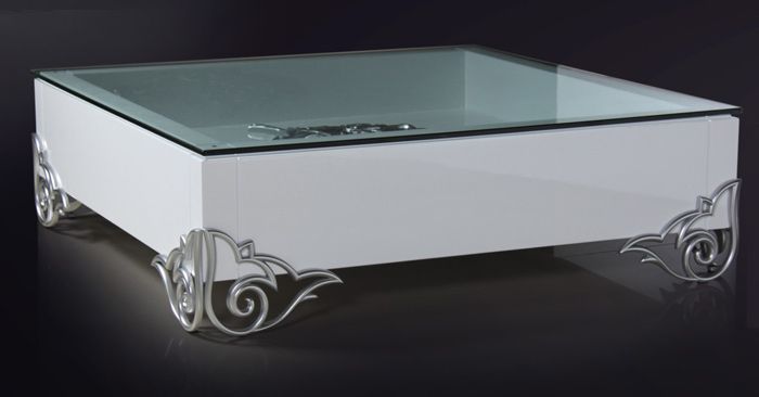 VIG Furniture - Emma Modern White Coffee Table w/ Glass Top - VGDVEMMACOFFEE