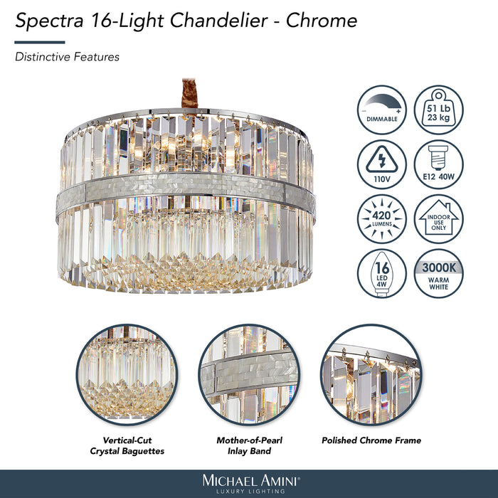AICO Furniture - Spectra 16-Light Chandelier - Chrome - LT-CH1086CHR-16CLR - GreatFurnitureDeal
