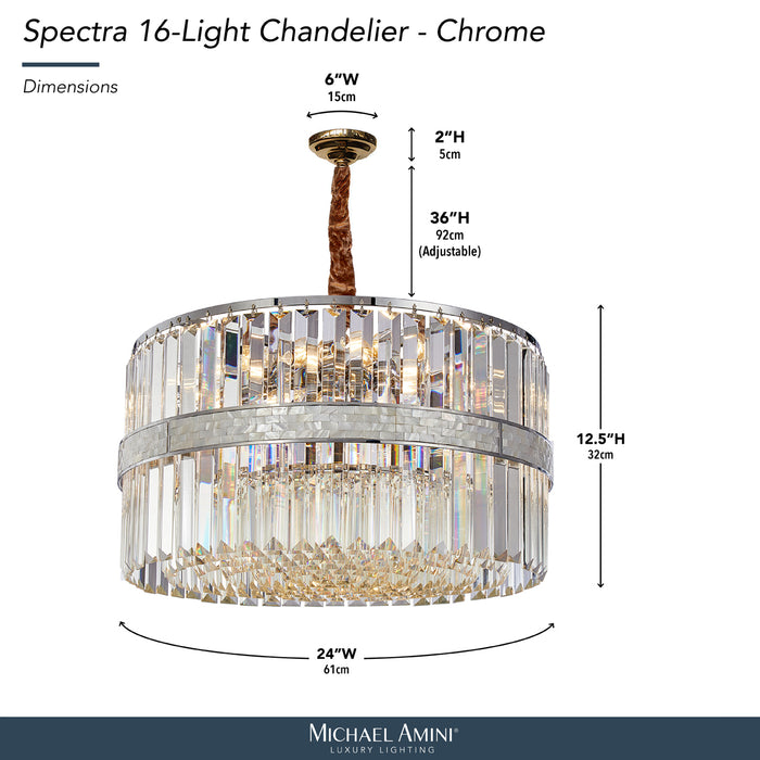 AICO Furniture - Spectra 16-Light Chandelier - Chrome - LT-CH1086CHR-16CLR - GreatFurnitureDeal