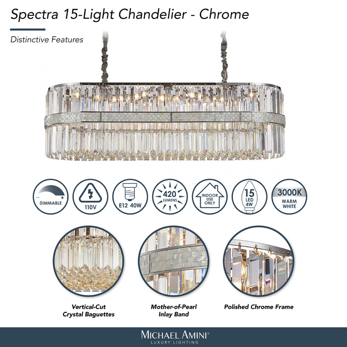 AICO Furniture - Spectra 15-Light Chandelier - Chrome - LT-CH1089CHR-15CLR - GreatFurnitureDeal