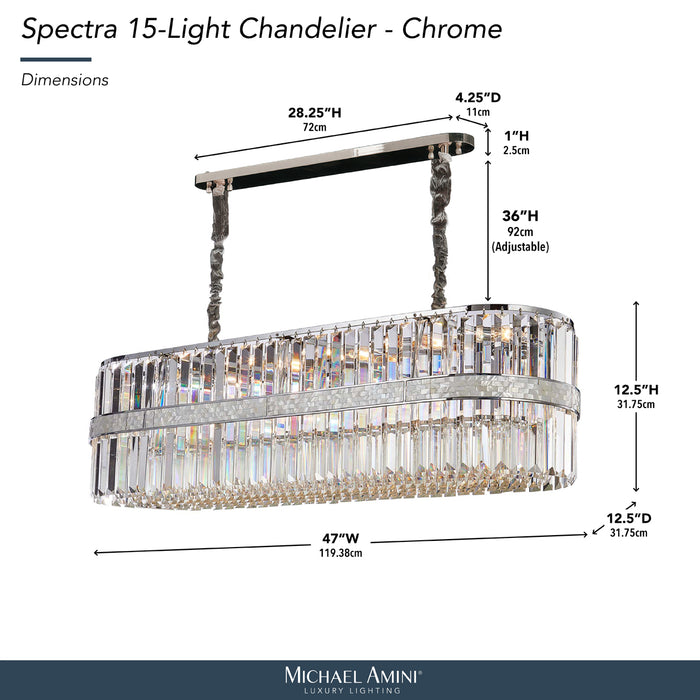 AICO Furniture - Spectra 15-Light Chandelier - Chrome - LT-CH1089CHR-15CLR - GreatFurnitureDeal