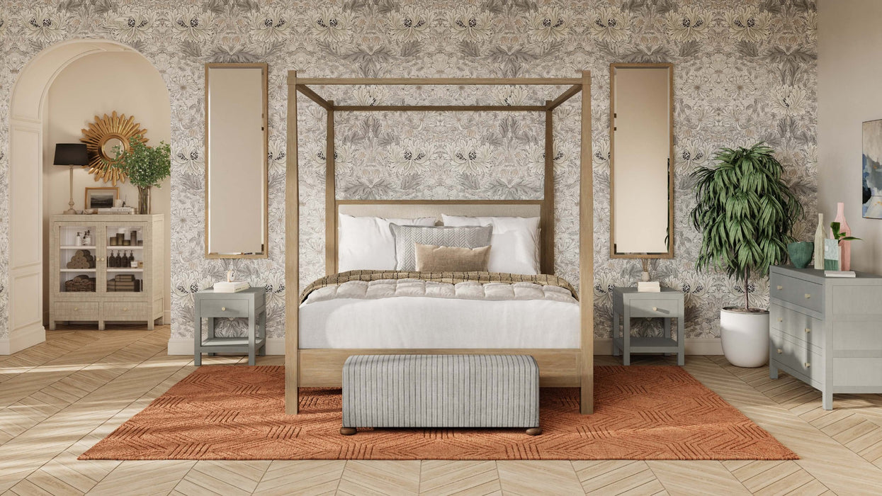 Bramble - Kagu 1 Drawer Nightstand Wrapped in Raffia Pale Blue Wash - 28585RFPB----- - GreatFurnitureDeal