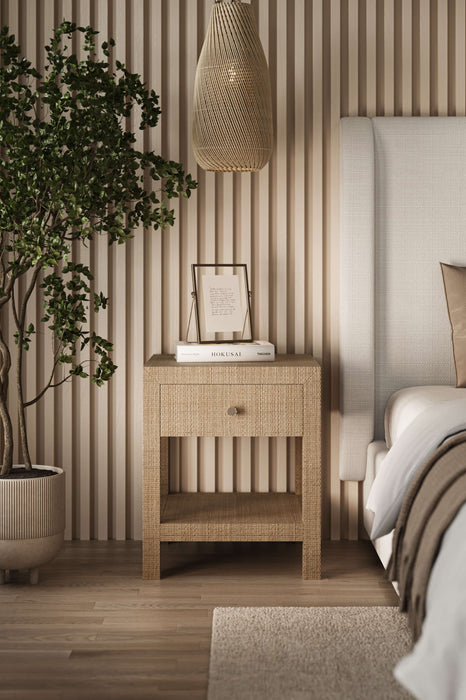 Bramble - Kagu 1 Drawer Nightstand Wrapped in Natural Rattan - 28191RNAT----- - GreatFurnitureDeal