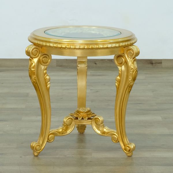 European Furniture - Luxor End Table in Gold Leaf - 68584-ET - GreatFurnitureDeal