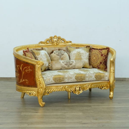European Furniture - Luxor Loveseat in Gold Leaf - 68584-L - GreatFurnitureDeal