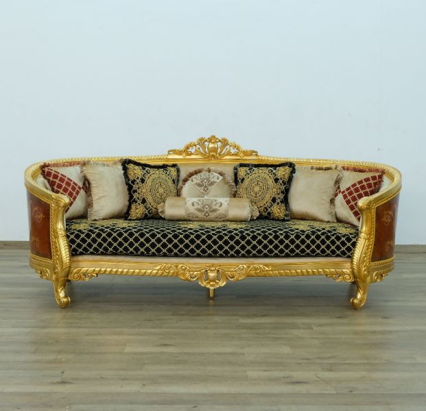 European Furniture - Luxor Sofa in Gold Leaf Black - 68585-S - GreatFurnitureDeal