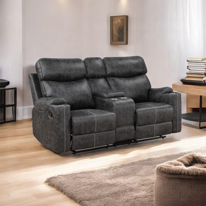Acme Furniture - Hirah Motion Loveseat w/Console & USB Port - LV02571 - GreatFurnitureDeal
