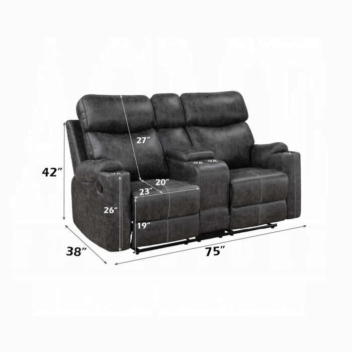 Acme Furniture - Hirah Motion Loveseat w/Console & USB Port - LV02571 - GreatFurnitureDeal