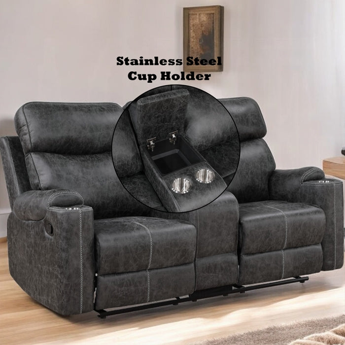 Acme Furniture - Hirah Motion Loveseat w/Console & USB Port - LV02571 - GreatFurnitureDeal