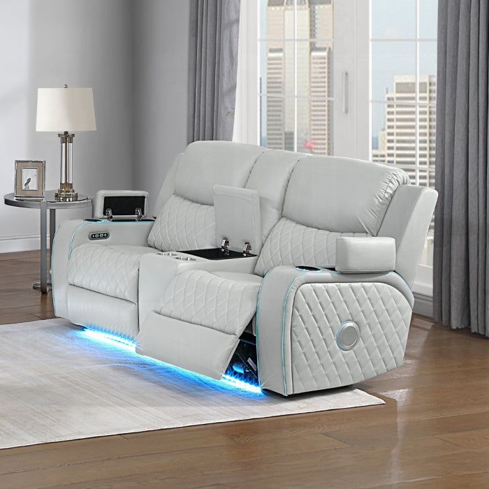 Acme Furniture - Elonzo Power Motion Loveseat w/Console, LED, Power Headrest & Speaker - LV05901 - GreatFurnitureDeal
