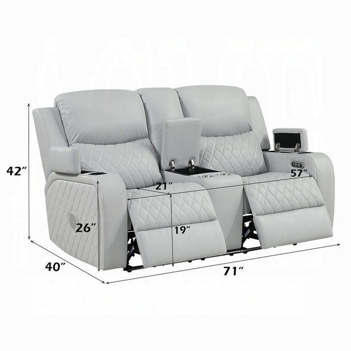Acme Furniture - Elonzo Power Motion Loveseat w/Console, LED, Power Headrest & Speaker - LV05901 - GreatFurnitureDeal