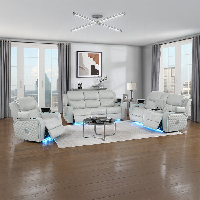 Acme Furniture - Elonzo Power Motion Loveseat w/Console, LED, Power Headrest & Speaker - LV05901 - GreatFurnitureDeal