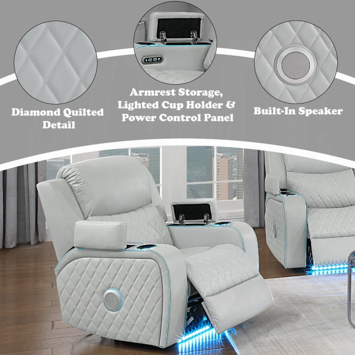 Acme Furniture - Elonzo Power Motion Recliner w w/LED, Power Headrest & Speaker - LV05902 - GreatFurnitureDeal