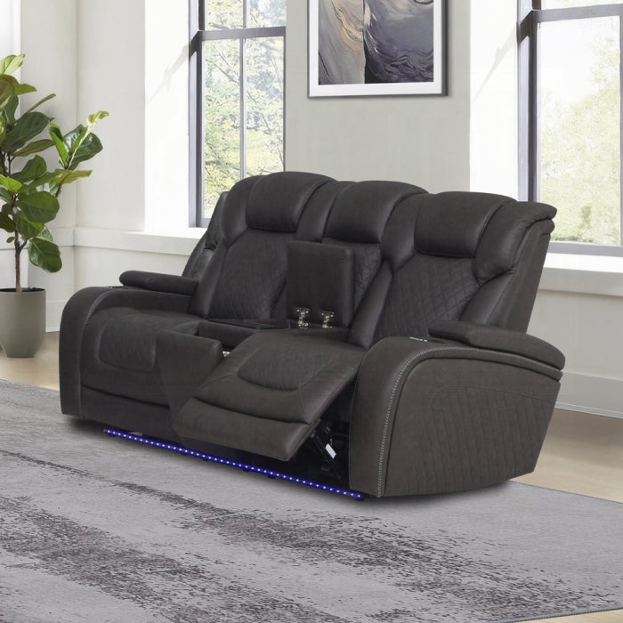 Acme Furniture - Wendell Power Motion Loveseat w/Console, Wireless Charger, Storage, USB & LED - LV06221 - GreatFurnitureDeal