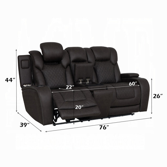 Acme Furniture - Wendell Power Motion Loveseat w/Console, Wireless Charger, Storage, USB & LED - LV06221 - GreatFurnitureDeal