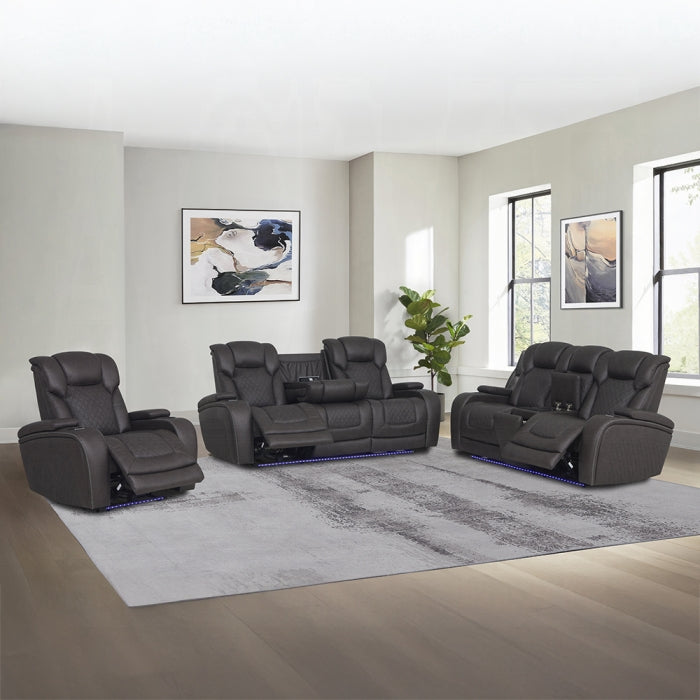 Acme Furniture - Wendell Power Motion Loveseat w/Console, Wireless Charger, Storage, USB & LED - LV06221 - GreatFurnitureDeal