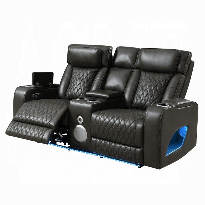 Acme Furniture - Taddeo Power Motion Loveseat w/Console, Speaker, USB, Wireless Charger & LED - LV06231 - GreatFurnitureDeal