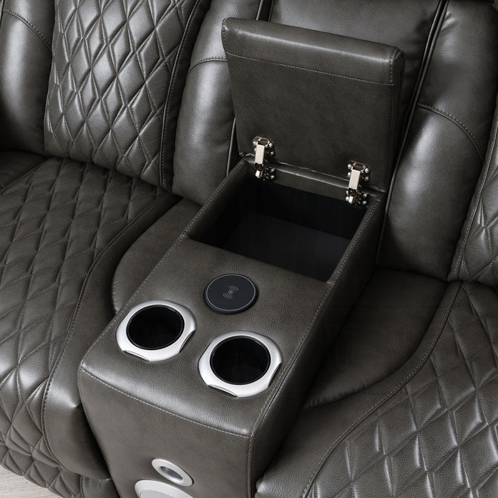 Acme Furniture - Taddeo Power Motion Loveseat w/Console, Speaker, USB, Wireless Charger & LED - LV06231 - GreatFurnitureDeal