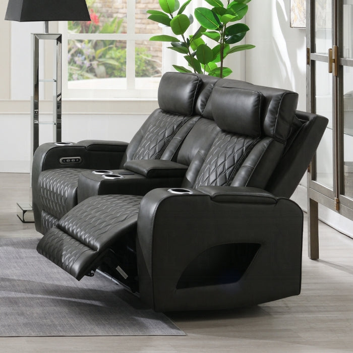 Acme Furniture - Taddeo Power Motion Loveseat w/Console, Speaker, USB, Wireless Charger & LED - LV06231 - GreatFurnitureDeal