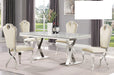Mariano Furniture - LX008 - 5 Piece Dining Table Set in Cream/Silver- BM-LX008CS5 - GreatFurnitureDeal