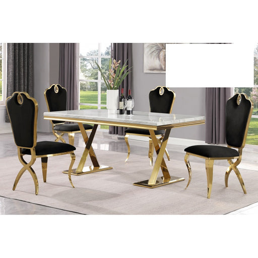 Mariano Furniture - LX008 5 Piece Round Dining Table Set - BM-LX008-BLK-5SET - GreatFurnitureDeal