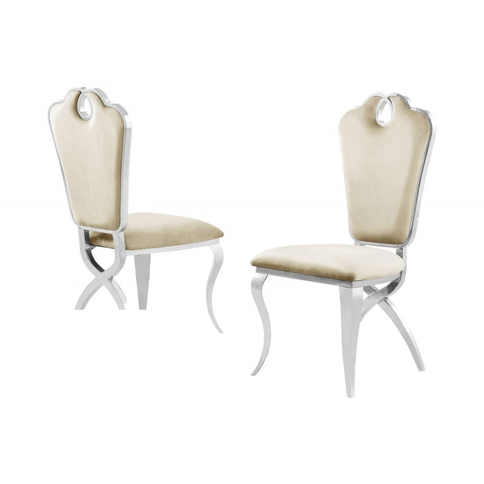 Mariano Furniture - LX008 Dining Chair in Cream/Silver (Set of 2) - BM-LX008CSC - GreatFurnitureDeal
