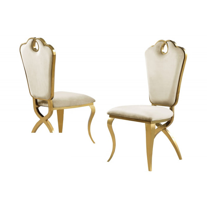 Mariano Furniture - LX008 Dining Chair in Cream/Gold (Set of 2) - BM-LX008CGC - GreatFurnitureDeal