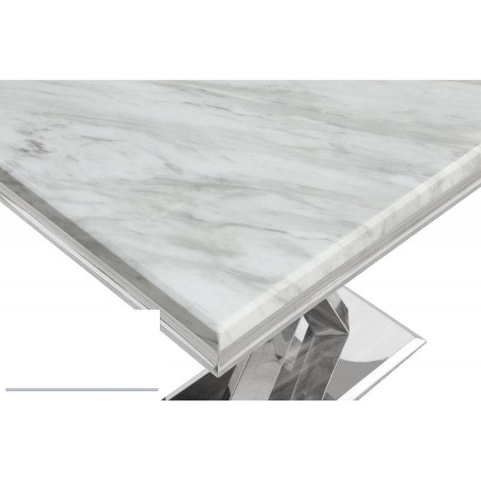 Mariano Furniture - LX008 - 5 Piece Dining Table Set in Cream/Silver- BM-LX008CS5 - GreatFurnitureDeal